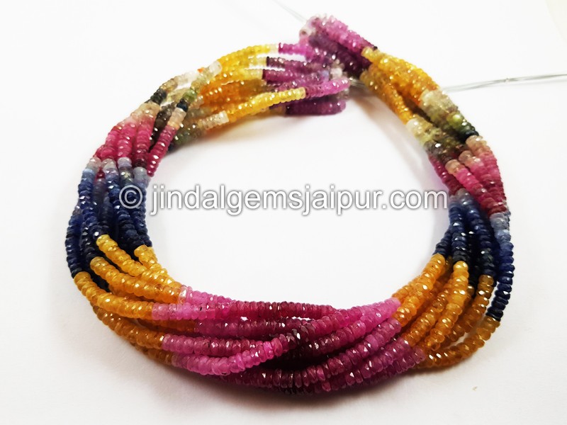 Multi Sapphire Far Faceted Tyre Beads